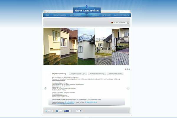 Immobilien Webseite für einen Hausbesitzer