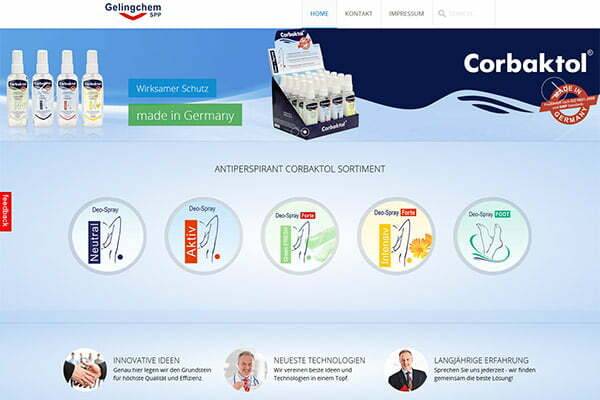 Webseite für Corbaktol Produkte