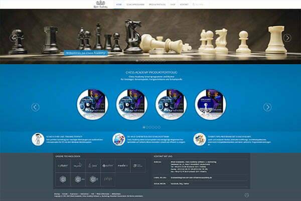 Webseite des Chess Academy Software und Buchverlags