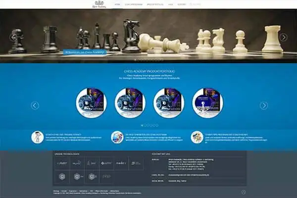 Webseite des Chess Academy Software und Buchverlags
