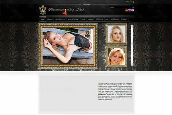 Webseite der Heiratsvermittlung Glanz
